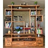 OPIUM OUTLET Regal Raumteiler Regalwand Bücherboard Kommode offen TV Schrank Sideboard Wohnwand Wohnzimmer-Möbel Mango-Holz massiv B x H 200 x 220 cm