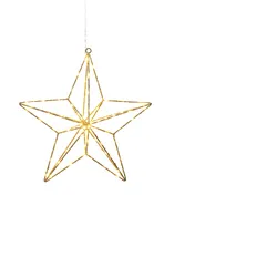 Konstsmide Micro LED Stern, goldfarben 90 bernsteinfarbene Dioden 4,5V, Innen messingfarbener Draht - 1802-883
