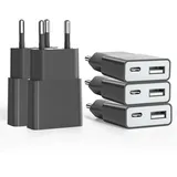 Stecker für USB Ladekabel 5Pack, 5V 1A 2Port USB C+A Netzstecker Ladegerät, 5W USB Ladestecker, Steckdosenadapter Ladeadapter für iPhone, Galaxy, Xiaomi, Pixel Huawei, MP3, Smartphon(Weiß)