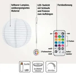 Hellum LED Lampion 5x30cm Nylon 15 Farboptionen inkl. Fernbedienung Weiß