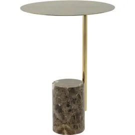 Kayoom Beistelltisch "Oscar 425, Runder Marmorfuß mit scharfen Kanten", bunt (braun, multi), Tische, B/H/T: 40cm x 54cm x 40cm, Tischplatte:100% marmorisiertes Glas Gestell:Marmor / Edelstahl, Beistelltisch, Runder Marmorfuß, runde Ablagefläche und Gestell aus 