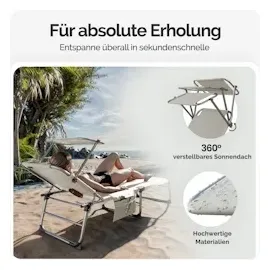 CASARIA Sonnenliege 2er-Set klappbar 200 x 60 x 80 cm Creme