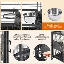 Yaheetech Vogelkäfig Reisevogelkäfig 2 Sitzstangen 0 x 0 x 0 cm schwarz