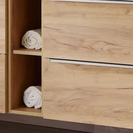 Lomadox Badezimmermöbel Waschtisch-Unterschrank Set, Wotaneiche Nb., 2 Softclose-Auszüge, 1 Regal, B/H/T ca. 81/59,5/46 cm Hergestellt in Europa, Badezimmer, Badezimmerschränke, Waschtischkombinationen