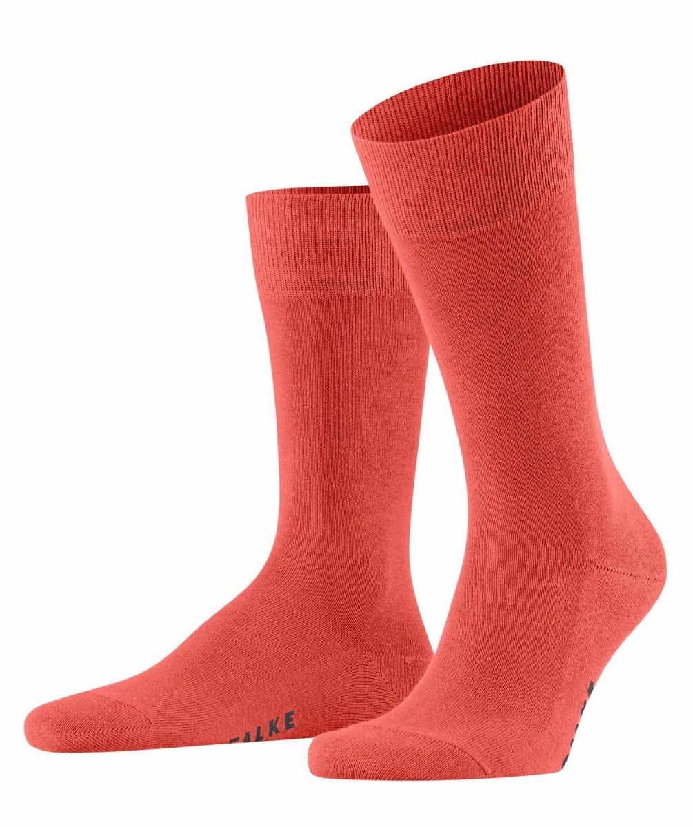 FALKE Herren Socken - Family SO, Allrounder Strümpfe, Uni, Baumwollmischung Orange (Rot) 39-42