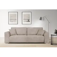 3-Sitzer INOSIGN "BEATRICE auch als Schlafsofa mit Bettkasten, B/T/H 250/107/92 cm", grau (taupe), B:250cm H:92cm T:107cm, 100% Polyester, Sofas, wahlweise mit Bettfunktion, incl. 2 Zierkissen, Wellenfederung
