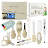 tpffamily justFamily Baby Pflegeset Neugeborene – 11-teiliges Set mit hochwertiger Baby-Erstausstattung – Farbe Beige