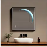 EMKE Emke, Spiegelschrank, Badspiegel mit Beleuchtung 80*60cm,Beschlagfrei, Kaltweiss6500K, Dimmbar, Touch Wandspiegel mit Schwarzem Rahmen
