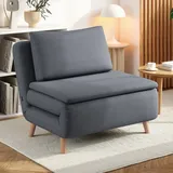 3-in-1 Schlafsessel Mit Bett-funktion, Liegesessel, Verstellbare Rückenlehne, Buchenholzbeine, Kissen, Grau