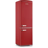 SEVERIN Retro Kühl- & Gefrierkombination, Kühlschrank im Retro-Design mit Chrom-Applikationen, LED-Beleuchtung, 1-7°C, 244 L Nettovolumen, nur 39 dB, rot, RKG 8917 [EEK D]