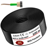 MAS-Premium® Erdkabel Deutscher Marken-Elektrokabel Ring zur Verlegung im Erd- und Außenbereich Standard Starkstromkabel (NYY-J 1x16 mm2, 100m)