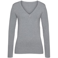 VIVANCE V-Ausschnitt-Pullover Damen grau-meliert Gr.44/46