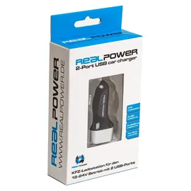 Realpower KFZ-Ladegerät 2400mA 2xUSB Schwarz/Silber