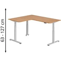 Hammerbacher XDSMW1908 elektrisch höhenverstellbarer Schreibtisch nussbaum rechteckig, T-Fuß-Gestell silber