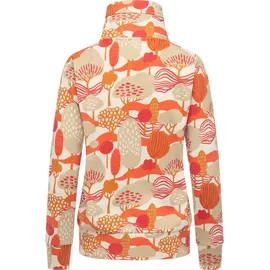 Ragwear Damen, Sweatjacke Trainingsjacke Sportjacke mit Allover-Print Ronette Print Ecru Gr. S - S