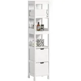 SoBuy Badezimmer-Hochschrank mit 2 Schubladen Weiß 30x30x145cm Modern