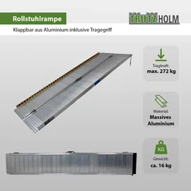 Trutzholm Rollstuhlrampe klappbar 213 cm 272 kg Alu grau geriffelt Auffahrrampe Rollator Tragegriff