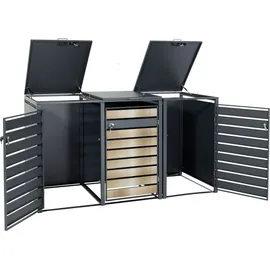 MCW XL 3er/6er-Mülltonnenverkleidung MCW-J81, Mülltonnenbox, Metall 95kg anthrazit ~ gold