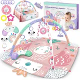 nukido Interaktive Lernmatte Bildungsmatte Babyspielzeug ab der Geburt Sieben Multifunktionale Spielzeuge Zusätzlich Kissen für Bauchlage Weich Pflegeleichte Matte Originale Farben 110 x 100 cm