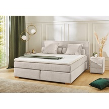Jockenhöfer Gruppe Boxspringbett Romy, Cordstoff, 7-Zonen-TTFK-Matratze, KS-Topper, Echtholzfüße, beige