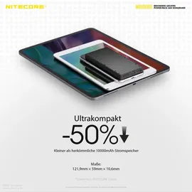 Nitecore NB10000 Externer Akku 10.000 mAh, Schwarz