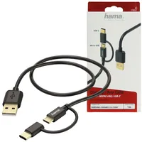 Hama USB-C auf Micro USB Adapter 1 m Schwarz