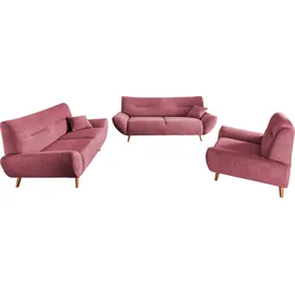 Home Affaire 3-Sitzer HOME AFFAIRE "Drago", schwarz (brombeere), B:205cm H:81cm T:90cm, 100% Polyester, Sofas, frei im Raum stellbar, inkl. 1 Zierkissen