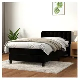 Lattenrost mit Matratze, Schwarz, 90 x 190 cm, Velours, Plattform, mit Lattenhalter, einfache Montage, für Schlafzimmer, Erwachsene