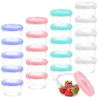 SLTAXAR 20 Stück Kunststoffbehälter Frischhaltedosen mit Deckel Gefrierdosen Kleine Dosen mit Deckel Plastik 200ml Wiederverwendbare Snackdose Spülmaschinen mikrowellen Stapelbar für Joghurt Obst