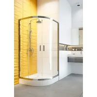 Duschkabine + Duschwanne Gefrorenes Glas 90x90 185cm Halbrund