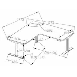 MCW Eckschreibtisch D40 Eiche Nachbildung / Schwarz