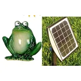 Powershop11 Wasserspeier Frosch 16 cm dk.grün mit Solarpumpe Solaris 170