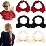 6 Stück Haargummi mit Schleife,Weich Elastisch Hair Tie With Bow,Süße Schleife Haare,Haarschleife Damen,Haargummi Schleifen Pferdeschwanz Halter für Frauen und Mädchen Dutt
