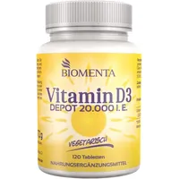 BIOMENTA Vitamin D3 – 120 Vitamin D Tabletten Hochdosiert - 20.000 Iu/Tablette