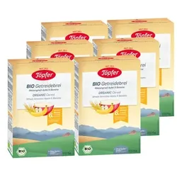 Töpfer Bio Getreidebrei Weizengrieß Apfel und Banane 6 x 175 g ab dem 6. Monat