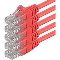 1aTTack 1aTTack.de 1m - rot - 5 Stück - (PACK) - CAT.6 CAT6 Ethernet-Lan-Netzwerk-Kabel 1000 Mbit/s Patchkabel