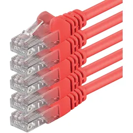 1aTTack 1aTTack.de 1m - rot - 5 Stück - (PACK) - CAT.6 CAT6 Ethernet-Lan-Netzwerk-Kabel 1000 Mbit/s Patchkabel