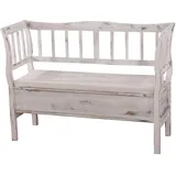 Mendler Sitzbank T207, Bank Truhenbank Staufach Kissen Holz 119cm ~ weiß, shabby