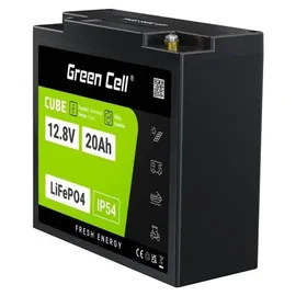 Green Cell CUBE LiFePO4 Spezial-Akku LiFePo-Block Schraubkontakt Li-Ion 12.8V 20Ah 256Wh IP54 Schwarz Grün