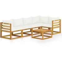 vidaXL Garten-Lounge-Set 6-tlg. Creme Massivholz Akazie