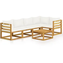vidaXL Garten-Lounge-Set 6-tlg. Creme Massivholz Akazie