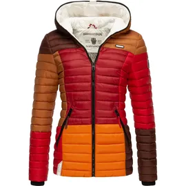 Navahoo Damen Übergangsjacke Colorblocking leichte Steppjacke mit Kapuze Multikulti Multicolour Autumn Leaves Gr. XXL - XXL