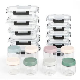 Relaxdays Frischhaltedose transparent 1,04 l 18-teiliges Set