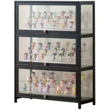 errtsdb 80x33x106cm Sammlervitrine, 3 Schicht glasvitrine stehend, vitrinenschrank vitrinenschrank Wohnzimmer für Miniaturmodelle von Autos, Figur, Modellbau, Schwarz/Von Allen Seiten transparent