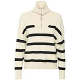 Vero Moda Saba Stripe Halbzippullover Birch / Stripes Black XL