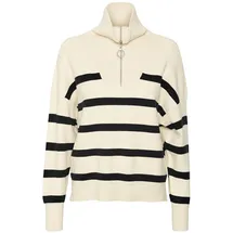 Vero Moda Saba Stripe Halbzippullover Birch / Stripes Black XL