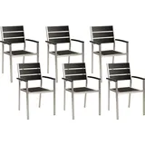 Beliani Gartenstuhl Kunststoff schwarz/silber 6er Set