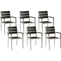 Beliani Gartenstuhl Kunststoff schwarz/silber 6er Set