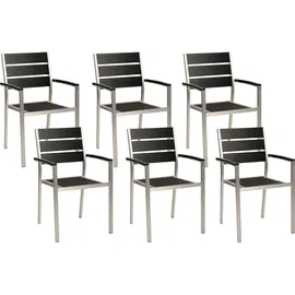 Beliani Gartenstuhl Kunststoff schwarz/silber 6er Set