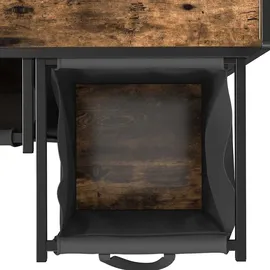 vidaXL Wäschekorb 2 Fächer mit Rollen Räuchereiche